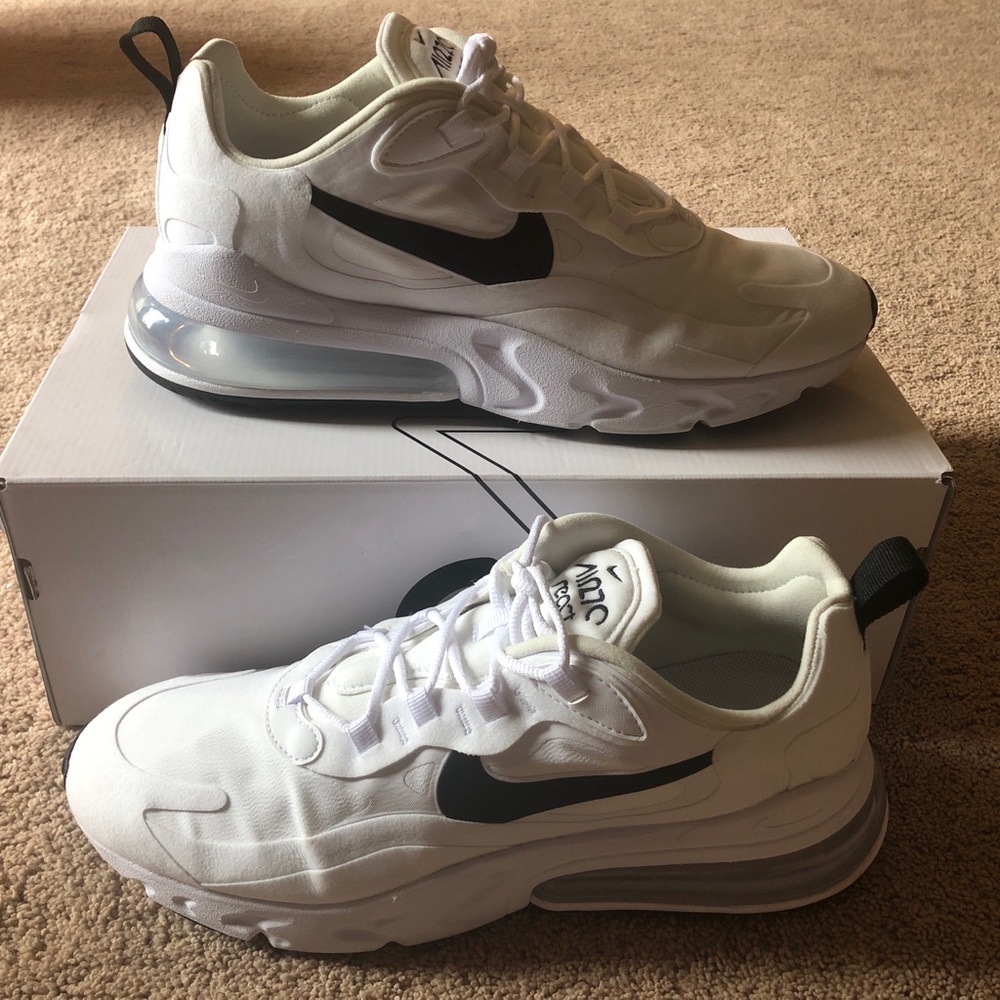 EUC Nike Air Max 270 React Sneakers White Black Silver CI3899-101 Womens Size 11